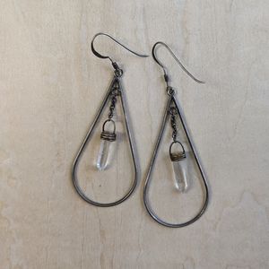 Vintage Sterling Silver Quartz Crystal Earrings